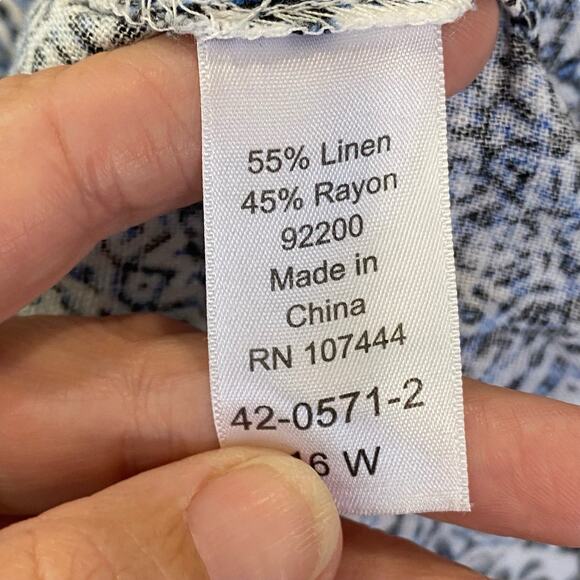 Jessica London Blue Linen Sleeveless Tunic Blouse Iace Up Detail size PLUS 16W - Picture 8 of 11